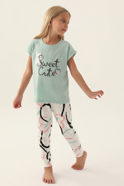 Roly Poly Kız Çocuk Pijama Takımı Kısa Kollu Bisiklet Yaka Süprem