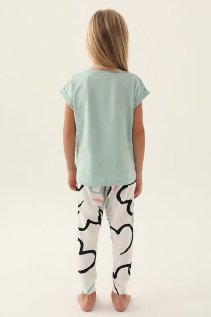 Roly Poly Kız Çocuk Pijama Takımı Kısa Kollu Bisiklet Yaka Süprem