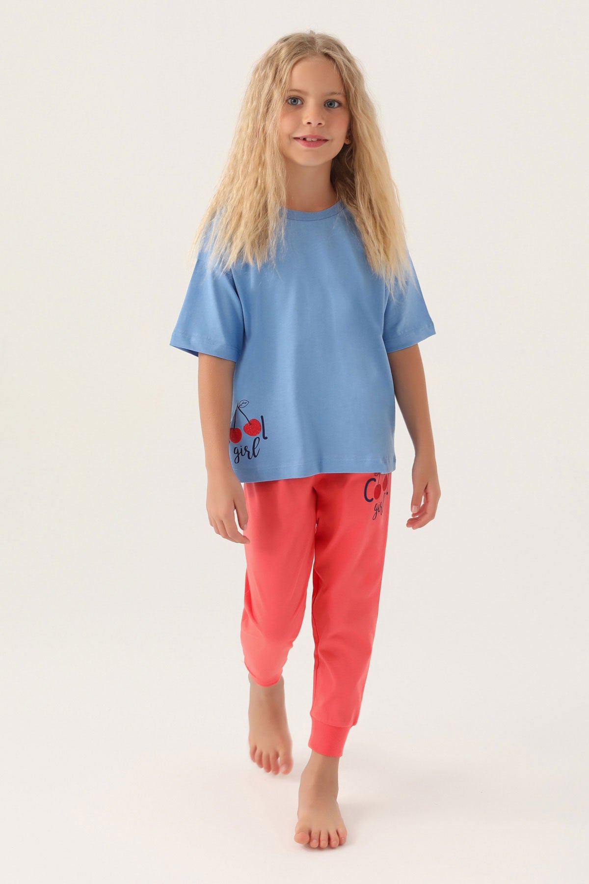 Roly Poly Kız Çocuk Pijama Takımı Kısa Kollu Bisiklet Yaka Süprem