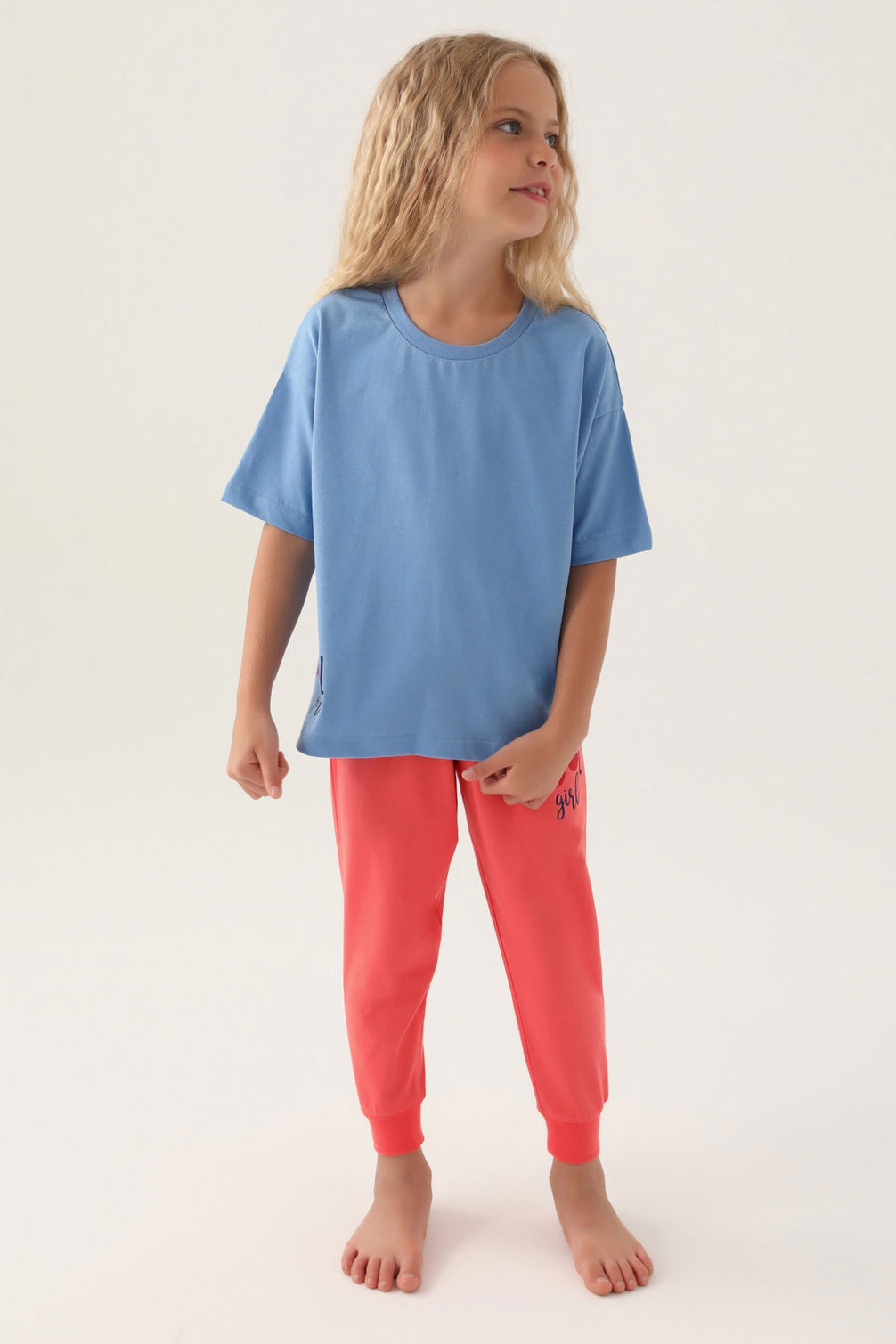 Roly Poly Kız Çocuk Pijama Takımı Kısa Kollu Bisiklet Yaka Süprem