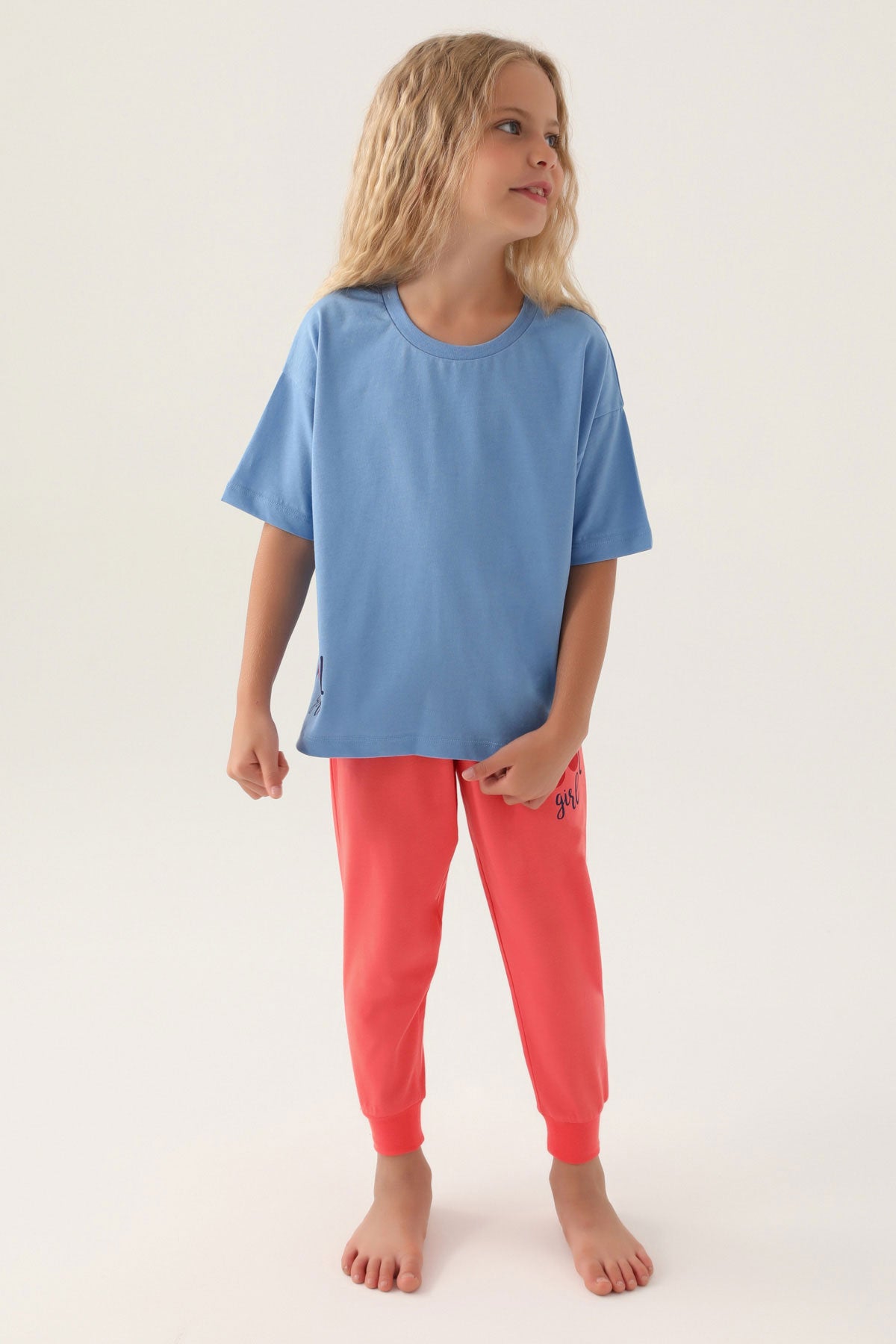 Roly Poly Kız Çocuk Pijama Takımı Kısa Kollu Bisiklet Yaka Süprem