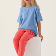 Roly Poly Kız Çocuk Pijama Takımı Kısa Kollu Bisiklet Yaka Süprem