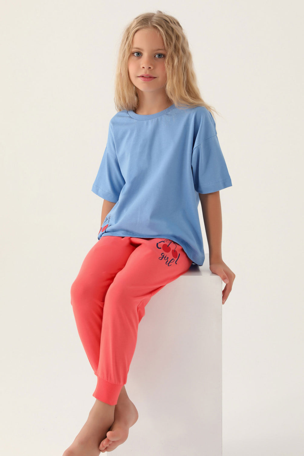 Roly Poly Kız Çocuk Pijama Takımı Kısa Kollu Bisiklet Yaka Süprem