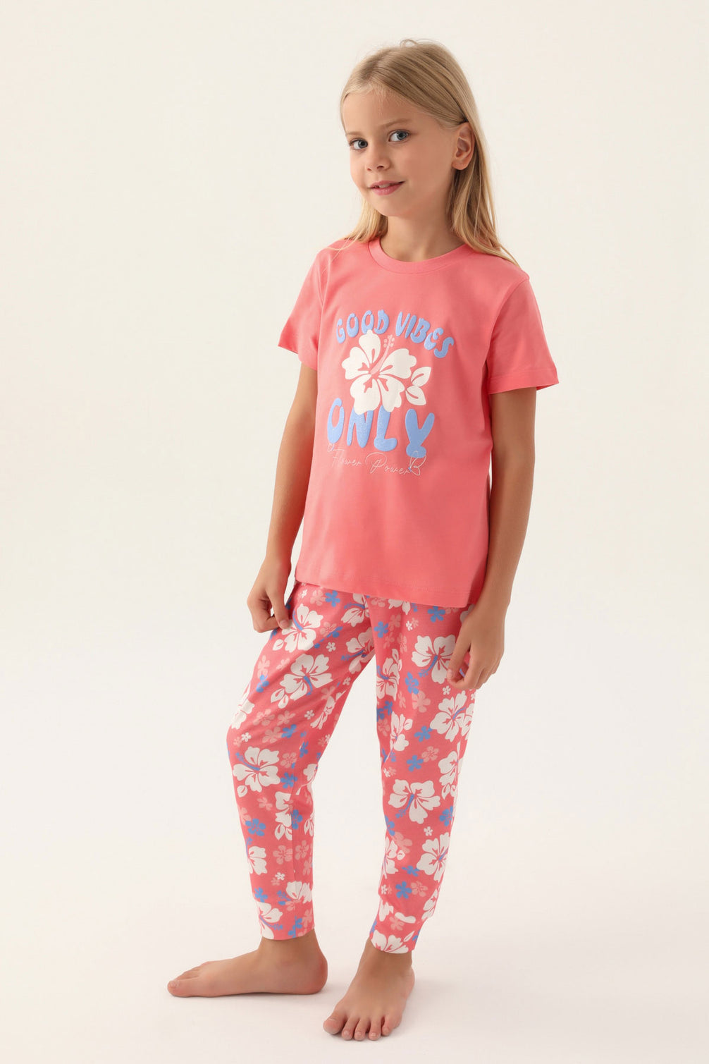 Roly Poly Kız Çocuk Pijama Takımı Kısa Kollu Bisiklet Yaka Süprem