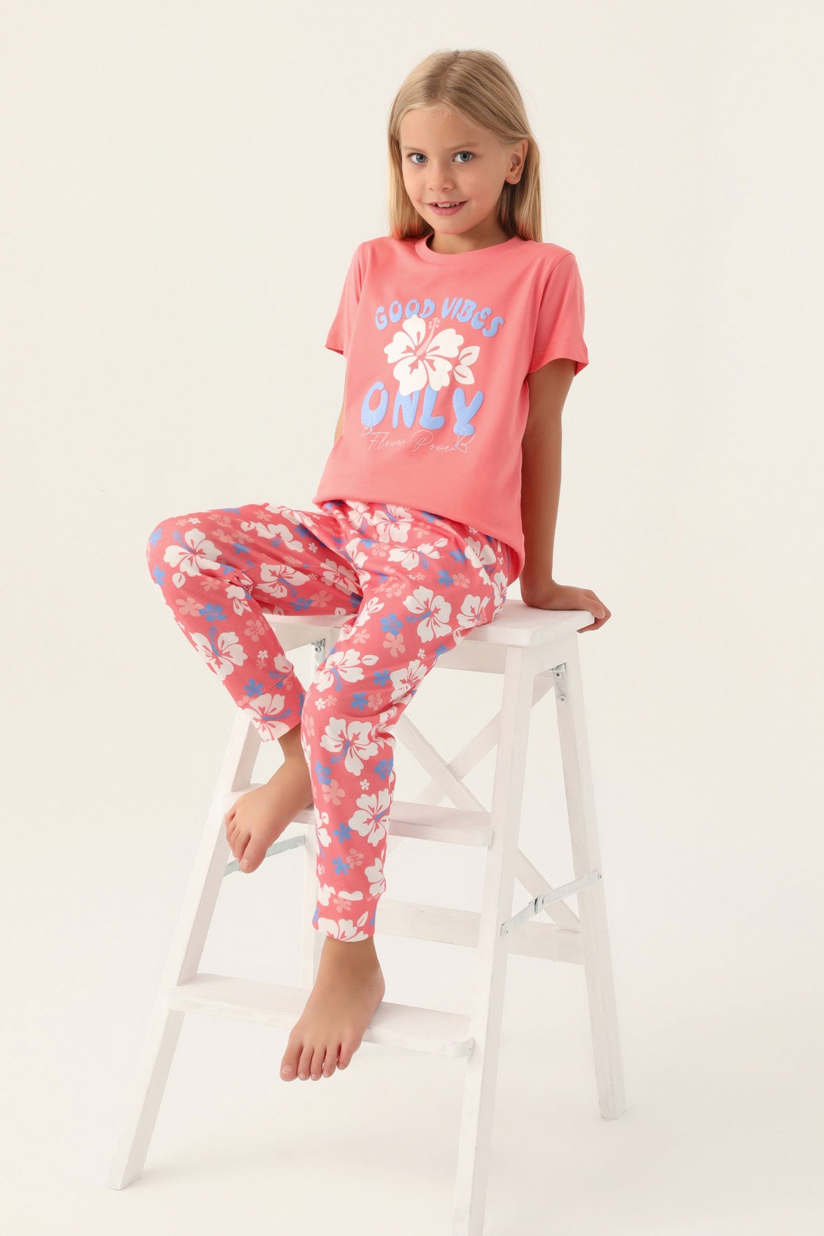 Roly Poly Kız Çocuk Pijama Takımı Kısa Kollu Bisiklet Yaka Süprem