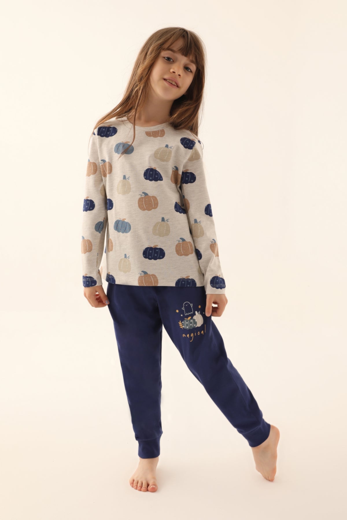 Roly Poly Kız Çocuk Uzun Kollu Pijama Takımı Melanj Süprem