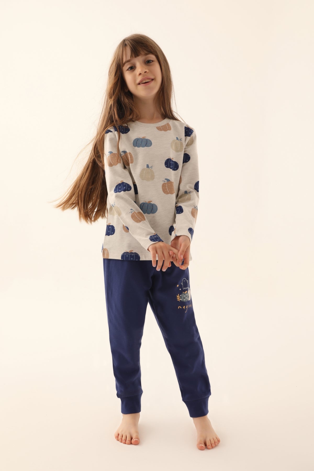 Roly Poly Kız Çocuk Uzun Kollu Pijama Takımı Melanj Süprem
