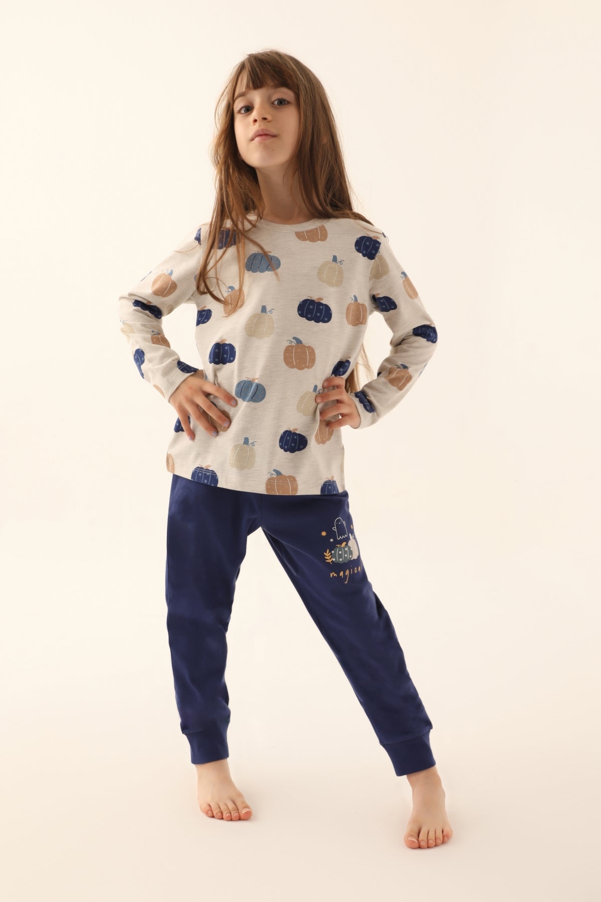 Roly Poly Kız Çocuk Uzun Kollu Pijama Takımı Melanj Süprem