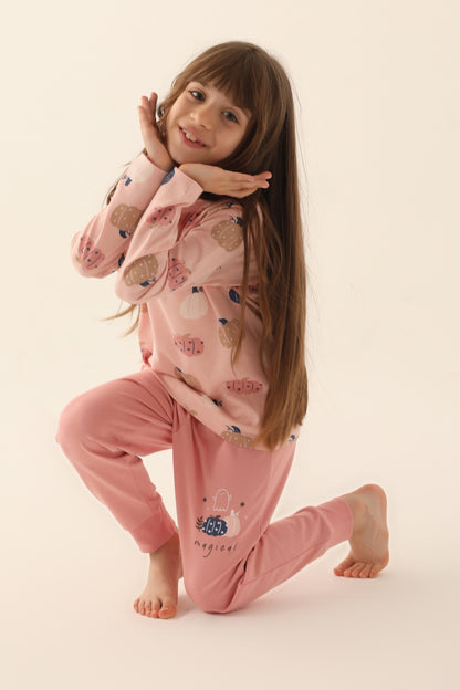 Roly Poly Kız Çocuk Uzun Kollu Pijama Takımı Melanj Süprem