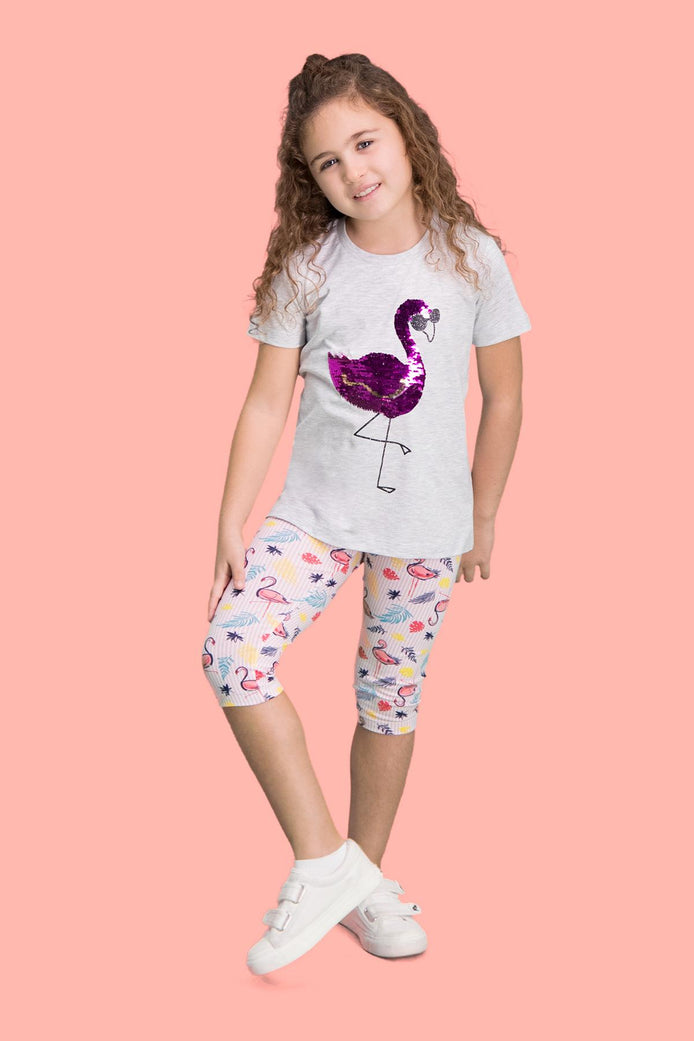 Rolypoly Kız Çocuk 2'li Kapri Takımı Kısa Kollu