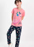RolyPoly Kız Çocuk 2'li Pijama Takımı Yarım Kol Little Princess Flamingo Desenli Süprem