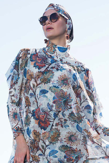 Ruko Kadın Pareo Tesettür Plaj Elbisesi Desenli