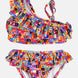 Sailor Kız Çocuk Bikini Takımı Tek Omuz Alfabe Desenli