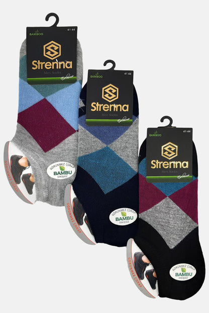 Strenna Erkek Bambu Sneaker Çorap Ekose Desen
