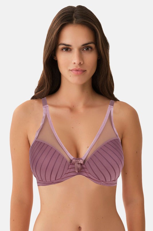 Umt Kadın Çizgili Tüllü  Desteksiz Sütyen C Cup