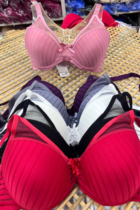 Umt Kadın Çizgili Tüllü  Desteksiz Sütyen C Cup