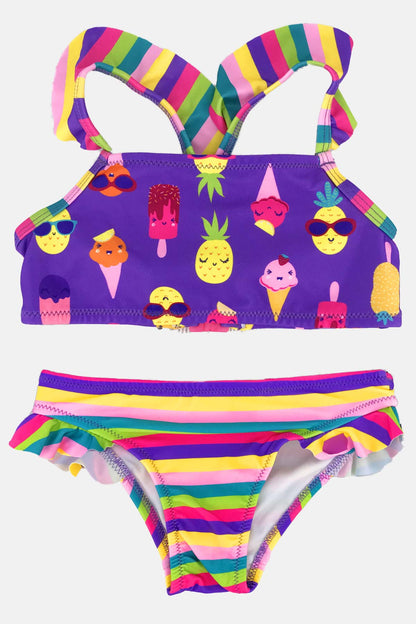 We Bella Kız Çocuk Bikini Takımı Desenli