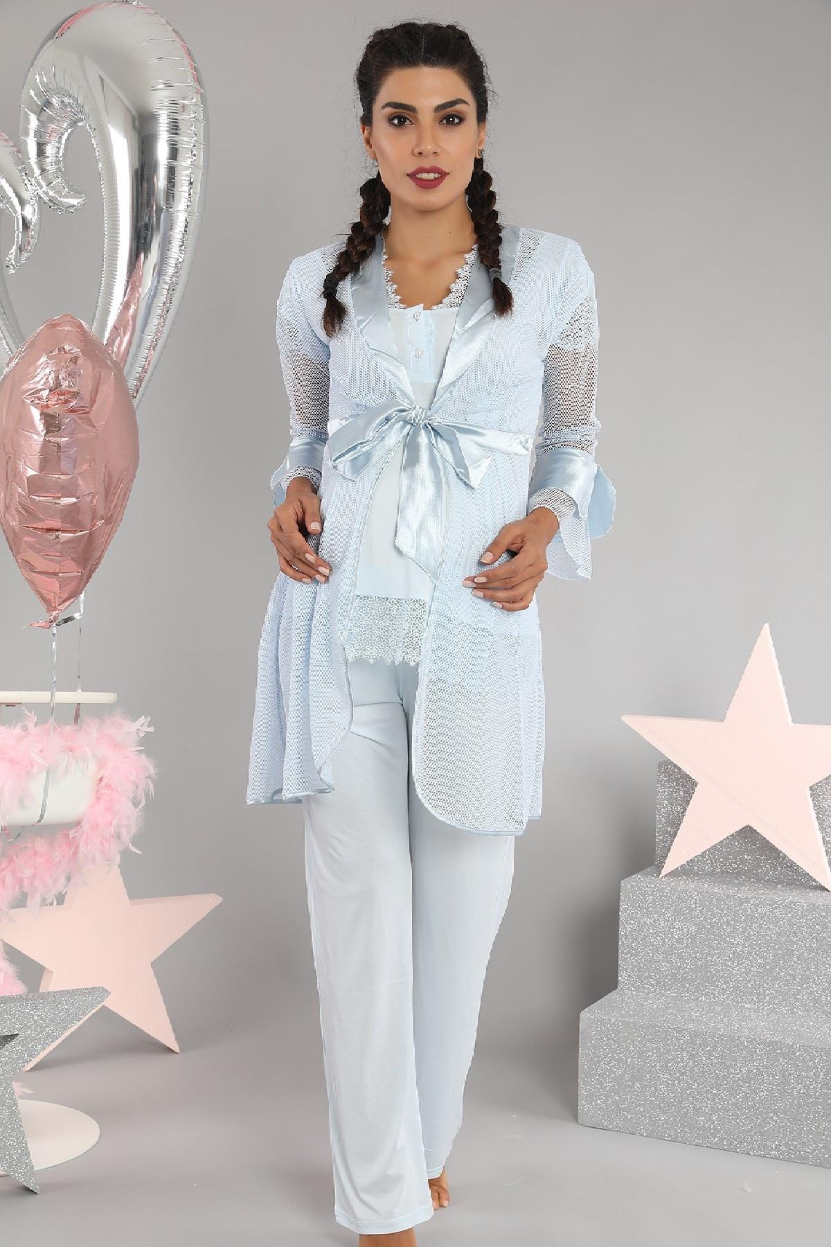 X-Ses Kadın Lohusa 3'lü Pijama Takımı Penye