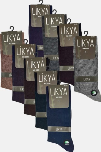 LİKYA ÇORAP - Likya Erkek Bambu Soket Çorap - Desenli (12 adet)