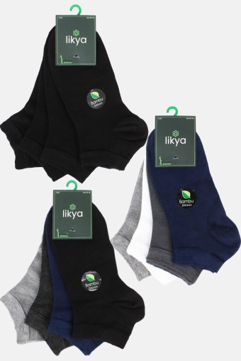 LİKYA ÇORAP - Likya Erkek Çorap Patik Bambu Düz 4'Lü (3 adet)