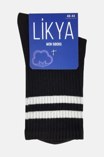 LİKYA ÇORAP - Likya Erkek Pamuklu Soket Tenis Çorabı - Çizgili (12 adet)