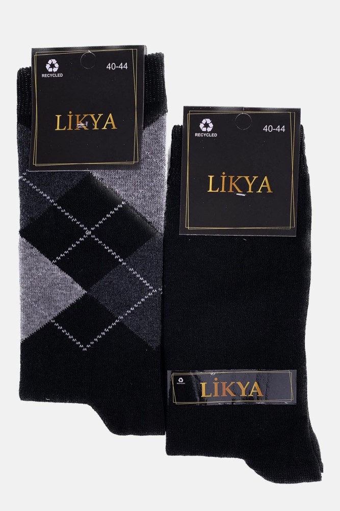 LİKYA ÇORAP - Likya Erkek Rejenere Soket Çorap - Desenli