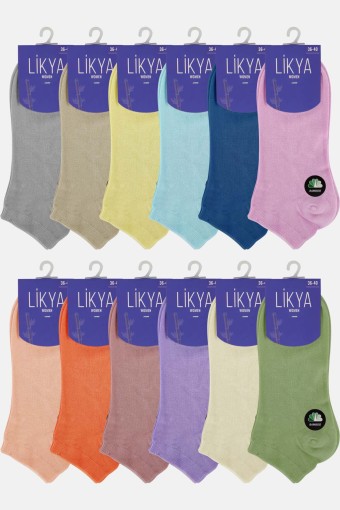 LİKYA ÇORAP - Likya Kadın Bambu Patik Çorap - Düz (12 adet)
