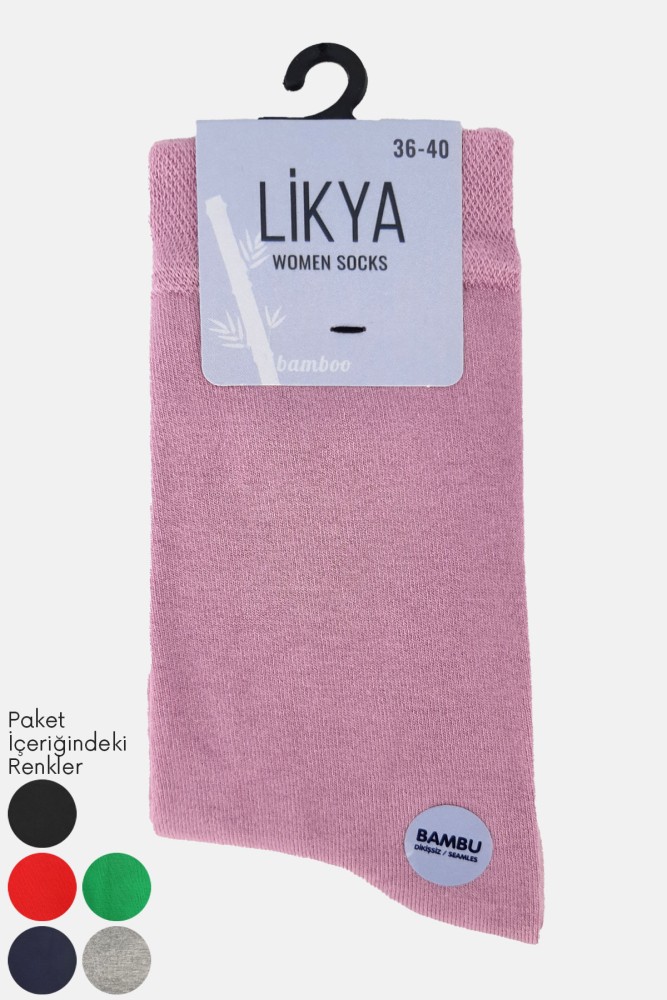 LİKYA ÇORAP - Likya Kadın Bambu Soket Çorap - Düz (12 adet)