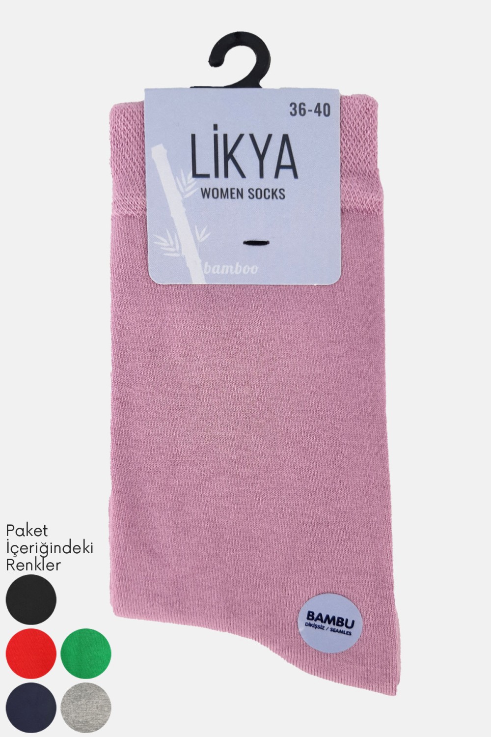 LİKYA ÇORAP - Likya Kadın Bambu Soket Çorap - Düz (12 adet)