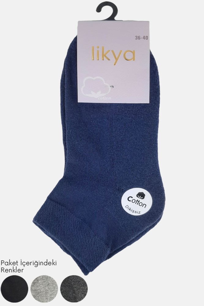 LİKYA ÇORAP - Likya Kadın Çorap Tabanaltı Havlu Yarım Konç Pamuklu Düz (12 adet)