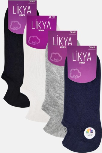 LİKYA ÇORAP - Likya Kadın Pamuklu Sneaker Çorap - Düz (12 adet)