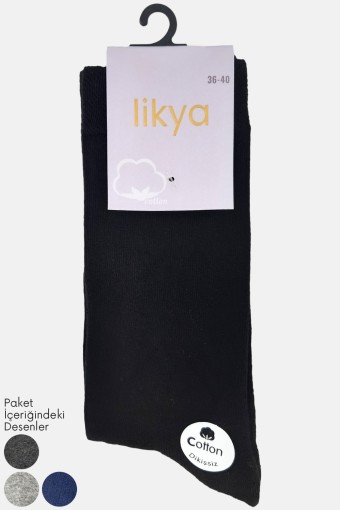 LİKYA ÇORAP - Likya Kadın Pamuklu Tabanaltı Havlu Soket Çorap - Düz (12 adet)