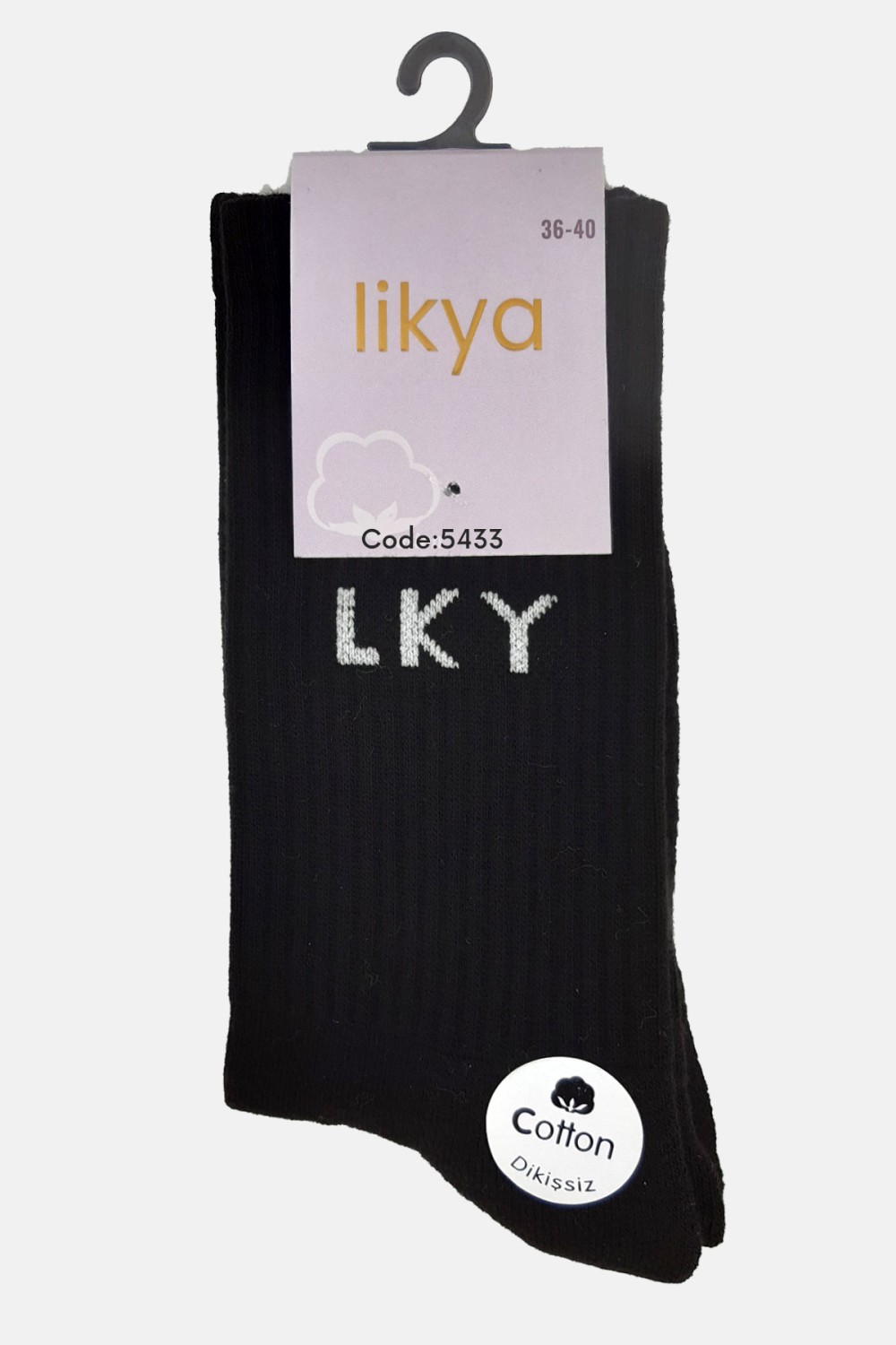 LİKYA ÇORAP - Likya Kadın Soket Tenis Çorabı Tabanaltı Havlu Pamuk Yazılı