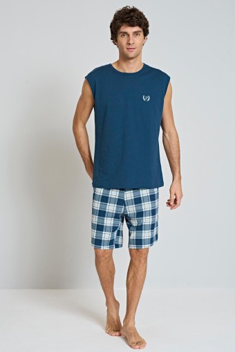 PINARCA EV GİYİM - Pınarca Erkek Şortlu Pijama Takımı Bisiklet Yaka Sıfır Kol Kareli PINARCA EV GİYİM - Pınarca Erkek Şortlu Pijama Takımı Bisiklet Yaka Sıfır Kol Kareli