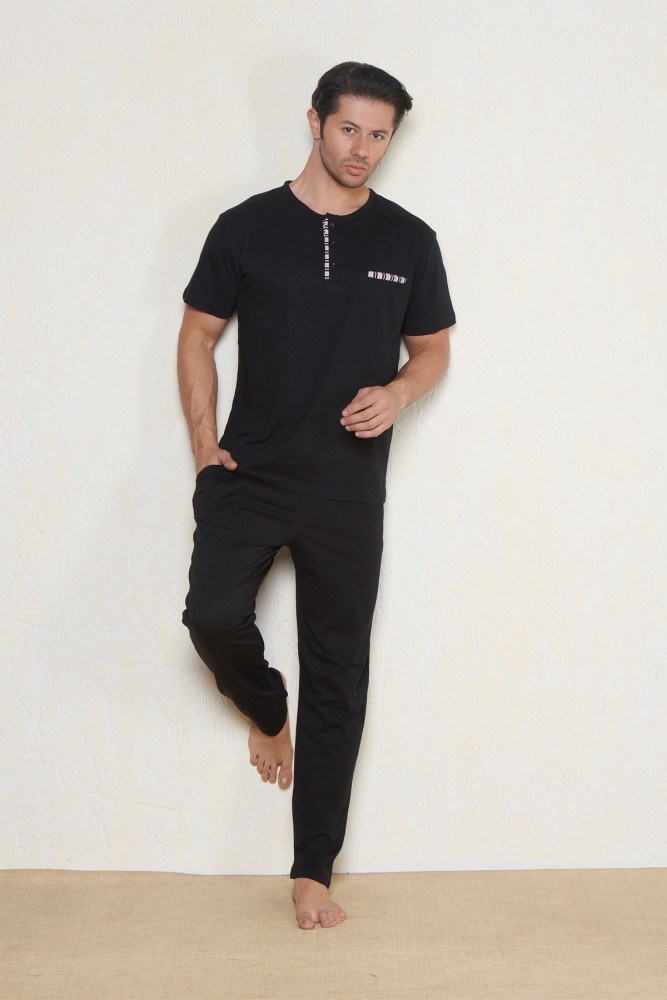 PINARCA EV GİYİM - Pınarca Erkek Üç Düğmeli Kısa Kollu Pijama Takım